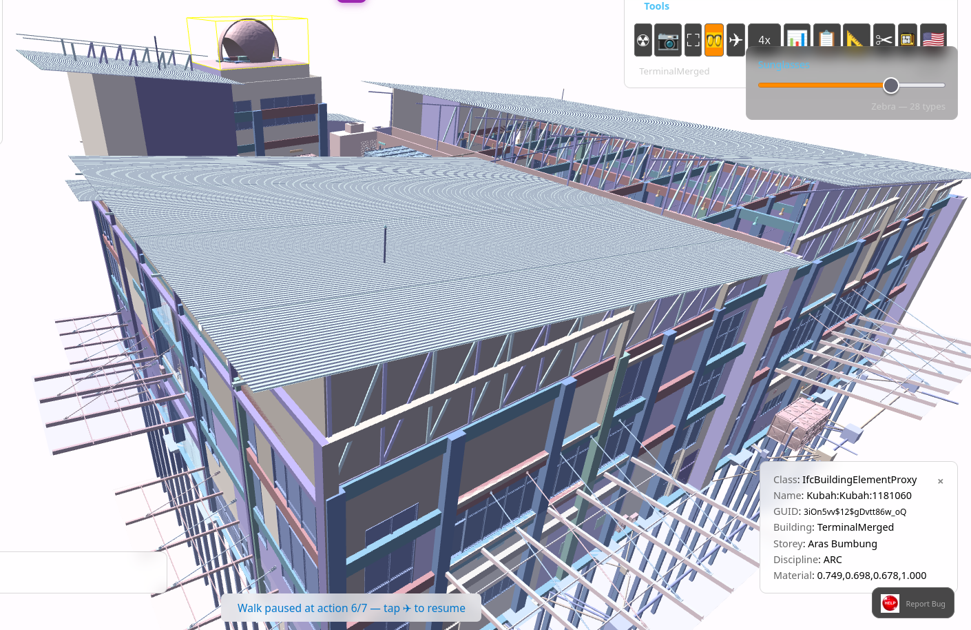 Sunglasses — cool pastel mode on Terminal building