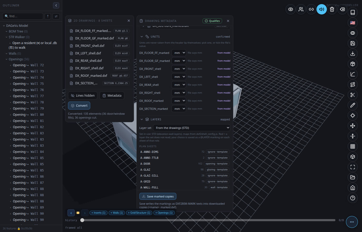 Editor with the standard set: units confirmed, layers mapped, verdict Qualifies