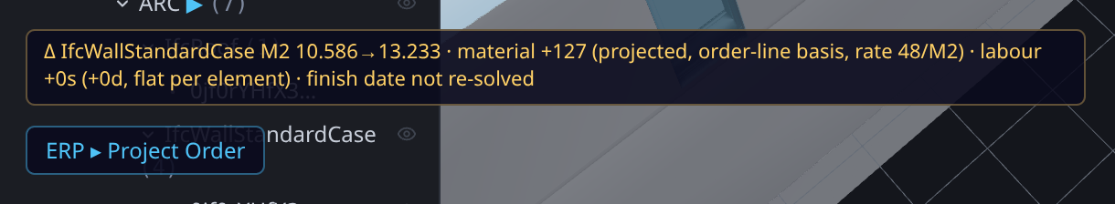 The same line pinned at the bottom-left after a click