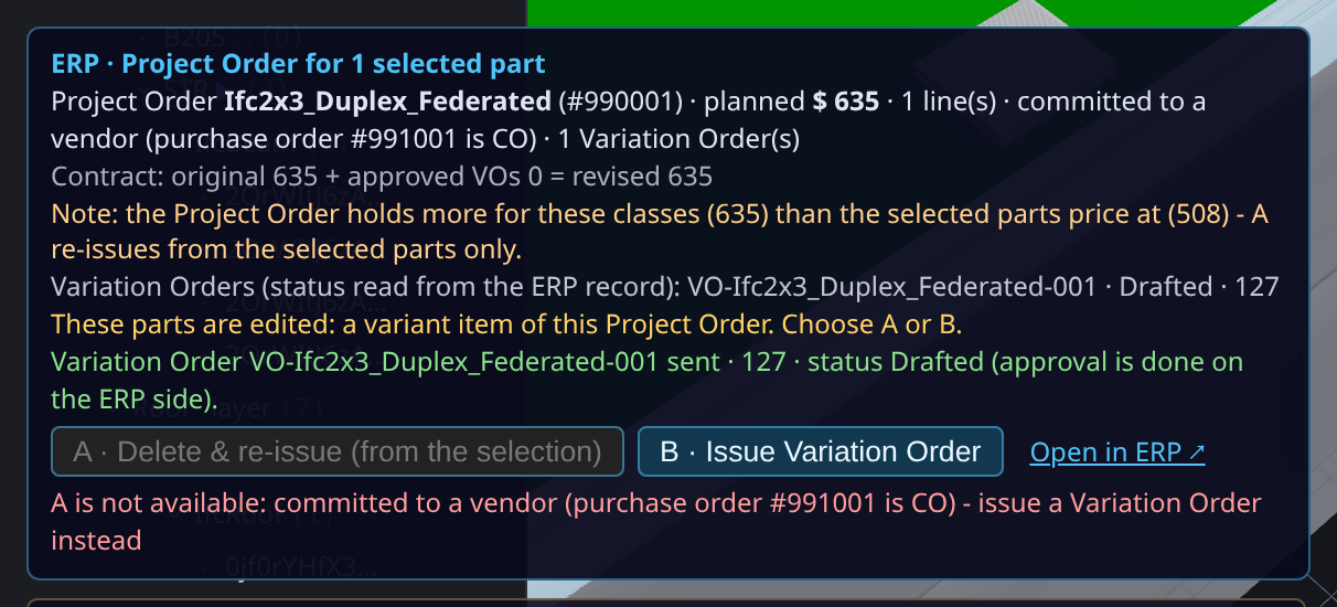 After B: Variation Order issued, draft