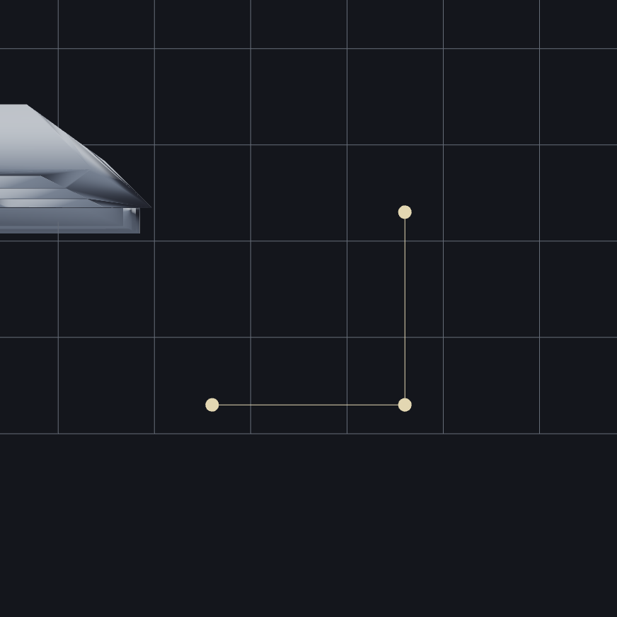 Route β a poly-line spine laid across the grid
