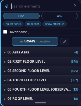 The Find panel, with the Find and Ask buttons