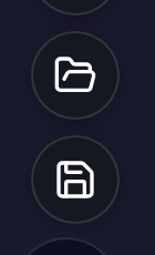 The Save and Open pill icons on the toolbar rail